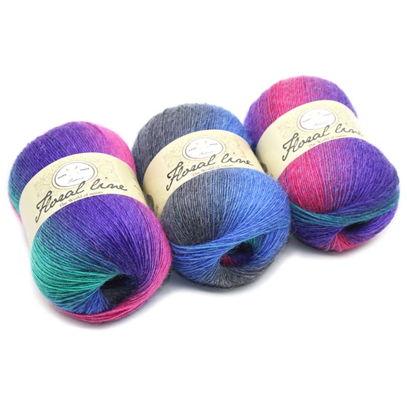 Soft Worsted Yarn Rainbow Gradient Colors DIY Baby Knitting Wool Shawl Scarf Crochet Thread Supplies: 14