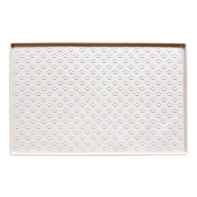 Huisdier Placemat Kat Hond Drinken Voeden Placemat Feeder Matten Kat Voermat Hondenvoerbak Mat Siliconen Waterdichte Voerbak Pad: S / WHITE
