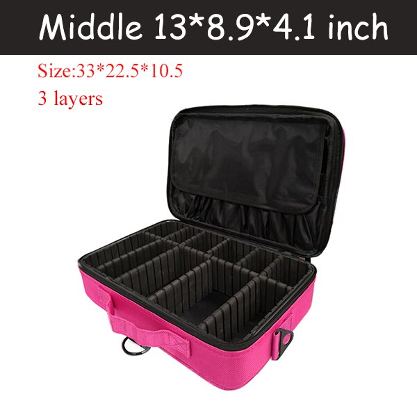 Cosmetic Bag Travel Makeup Organizer Cosmetics Pouch Bags Make Up Bags Cosmetic Makeup Bag: Pink M 3 layers