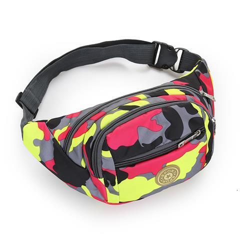 Colorful Waist bag Waterproof Travel Fanny Pack Mobile Phone Waist Pack Belt Shoulder Bags crossbody bags for men and women: Pink camouflage