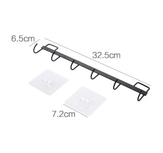 Lijm Haken Metalen 6 Haak Jas Rack Wall Mount Hanger Handdoek Houder Organizer Keuken Deur Badkamer Rail Gebruiksvoorwerp Pan Kookgerei