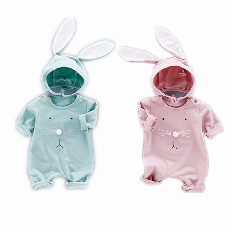 unisex Baby Langarm Strampler Kleidung vier Jahreszeiten Gesamt mit Langen Ohren Hütte 2 Stück Wenig Hase Outfits Kleinkind Jungen mädchen