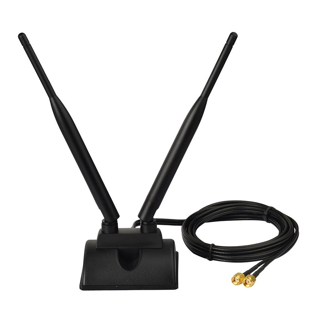 Superbat-conector de antena Dual omnidireccional 6DBi, enchufe de RP-SMA (Pin hembra) para señal de rango inalámbrico de interior Wi-Fi