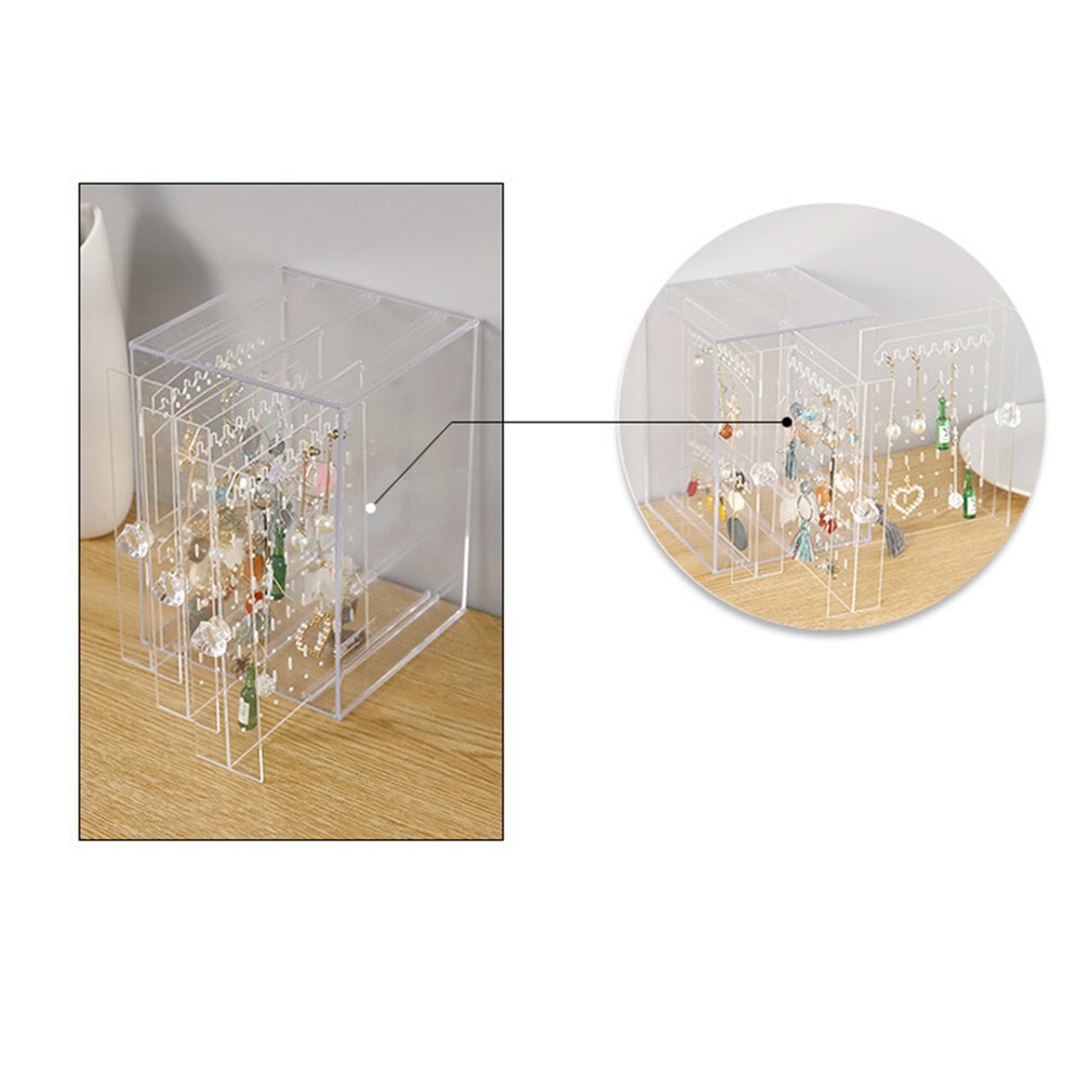 Multifonctionnel bijoux boîte de rangement en plastique Transparent poussière boucles d'oreilles finition boîte bureau Vertical Lagerung support 1 pièce