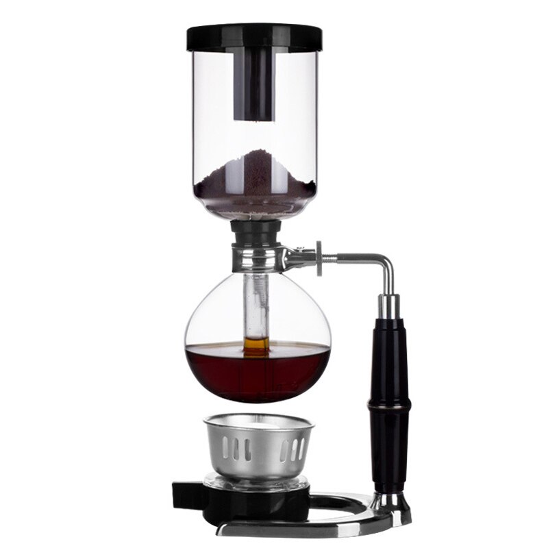 3/5Cups Siphon Coffee Maker Home Vacuum Glass Manual Siphon Coffe Pot with Alcohol Burner Tabletop Syphon Tea Pot Coffee Brewer: 3 cups