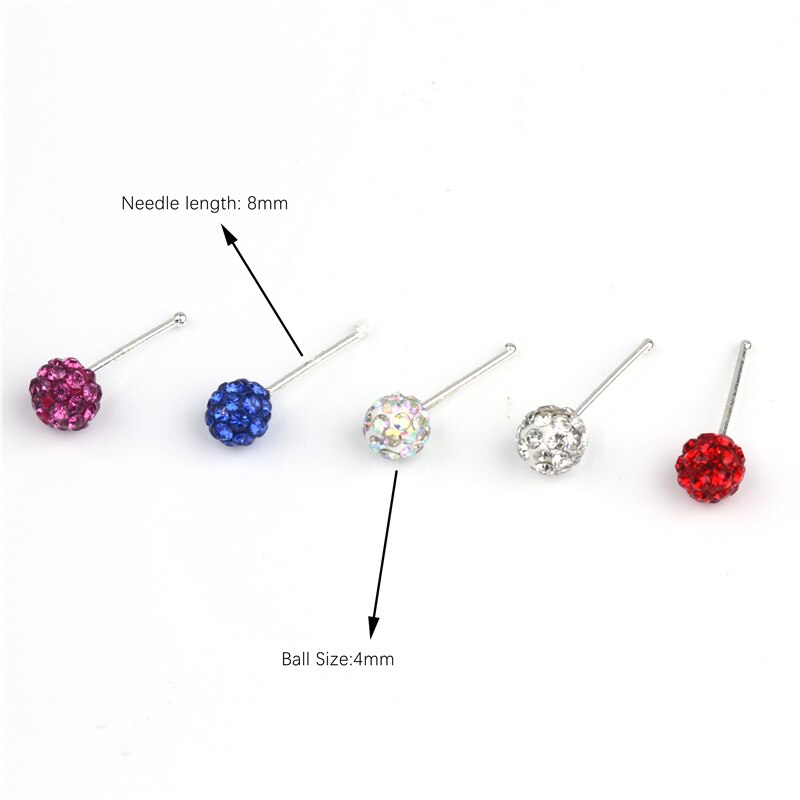 20Pcs Rhinestone Bal Neus Sieraden Ball End Pin Neus Bone