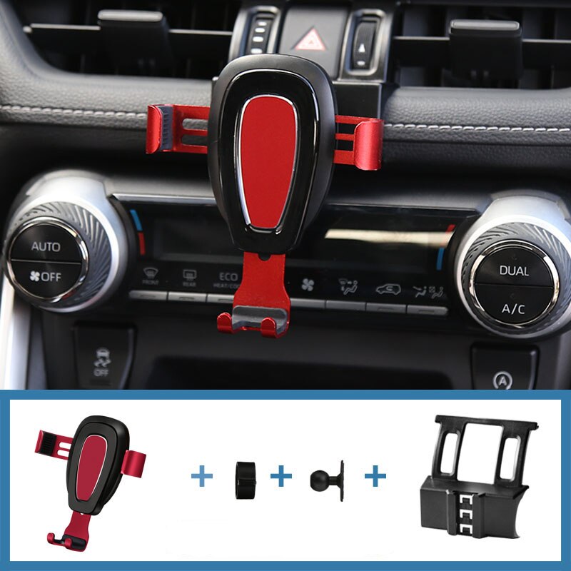 For Toyota RAV4 RAV 4 Car Phone Holder Mount Gravity GPS Wireless Charging Stand Air Vent Mount Fit Smartphone 4.0~6.0inch: A Red