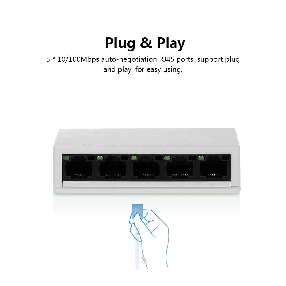 5-Port Switch Gigabit 10/100Mbps Ethernet Switch Distributor Network Switch Driver Free Plug And Play Home Office US EU Plug