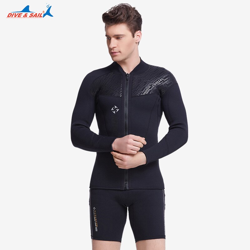 DIVE&SAIL Men's Split Wetsuit 3mm Neoprene Diving Jacket and 1.5mm Dive Shorts Suit Swimming Surf Surfing Spearfishing Rashguard