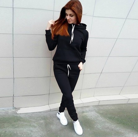 Autumn Tracksuit Long Sleeve Thicken Hooded Sweatshirts Long Pants Winter 2 Piece Set Casual Sport Suit Women Tracksuit Set