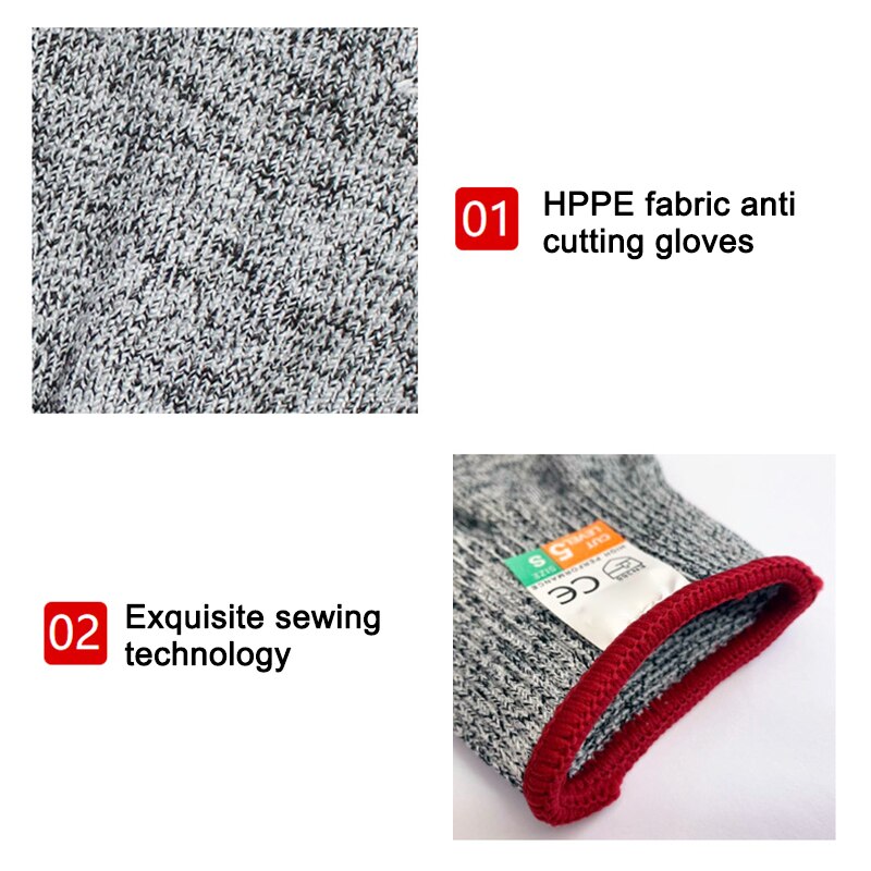 Cut-Proof Texting Gloves Anti-Slip Hand Protection HPPE for Industrial Cutting Kitchen Durable TB