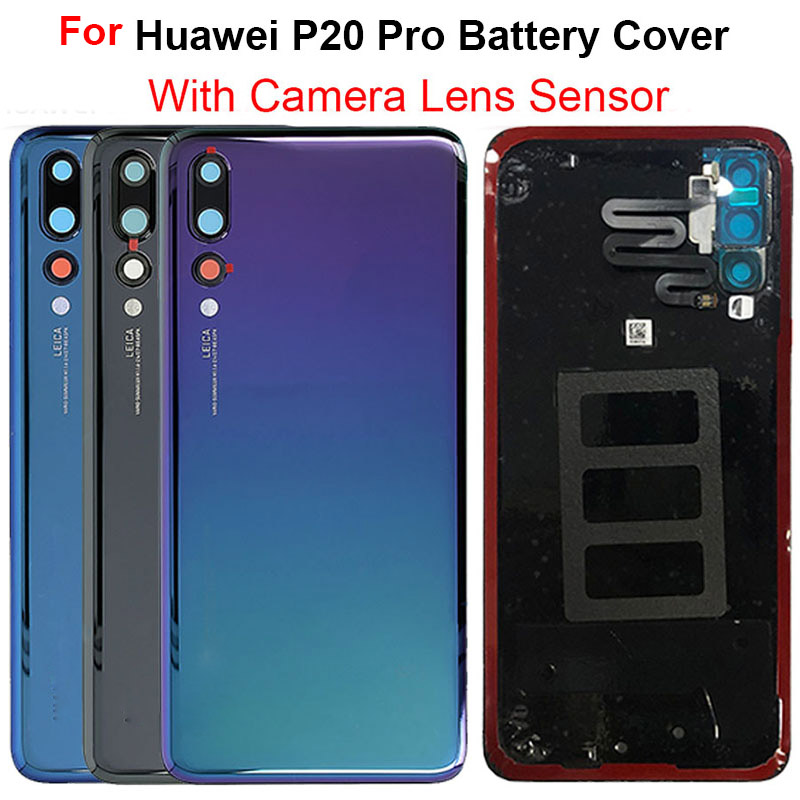 verre arrière pour Huawei P20 Pro couvercle de batterie coque arrière porte + capteur d'objectif de caméra P20 Pro couverture arrière CLT-L09 CLT-L29
