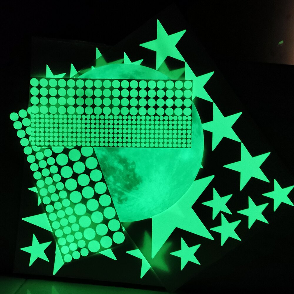 Maansterren combinatie 3d muurstickers slaapkamer woonkamer huisdecoratie kinderkamer stickers glow in the dark stickers
