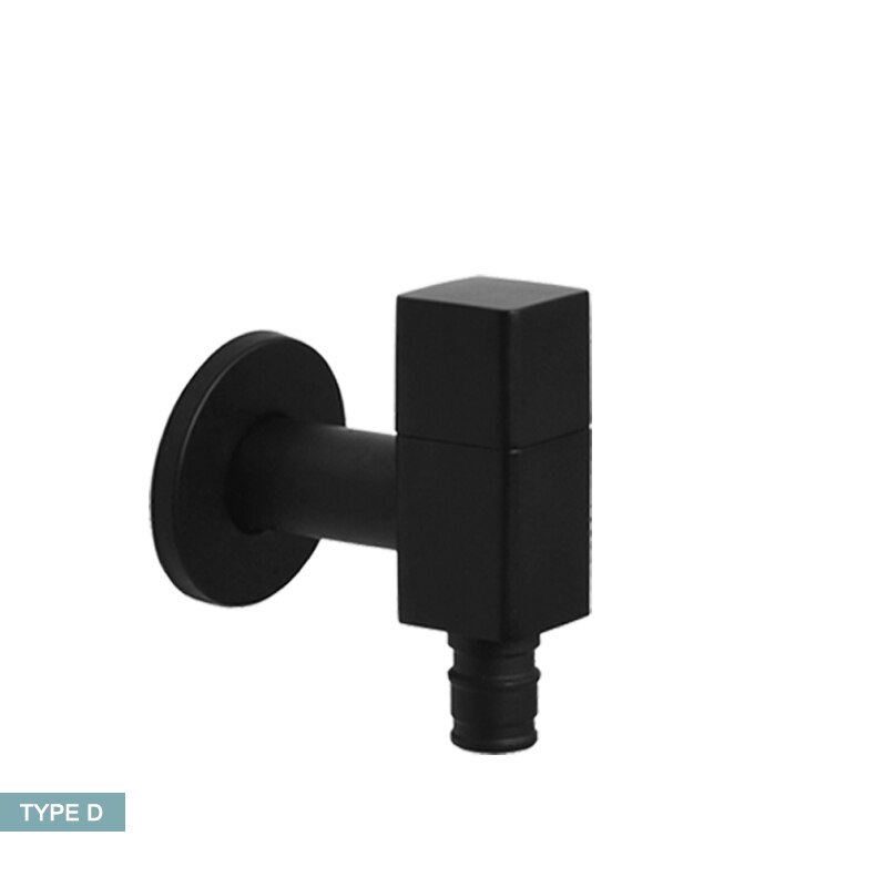 Matte Black Wall Mounted Brass Wasmachine Tap Tuin Outdoor Mop Pool Tap Wc Hoek Badkamer Water Kraan Bibcock: Type D