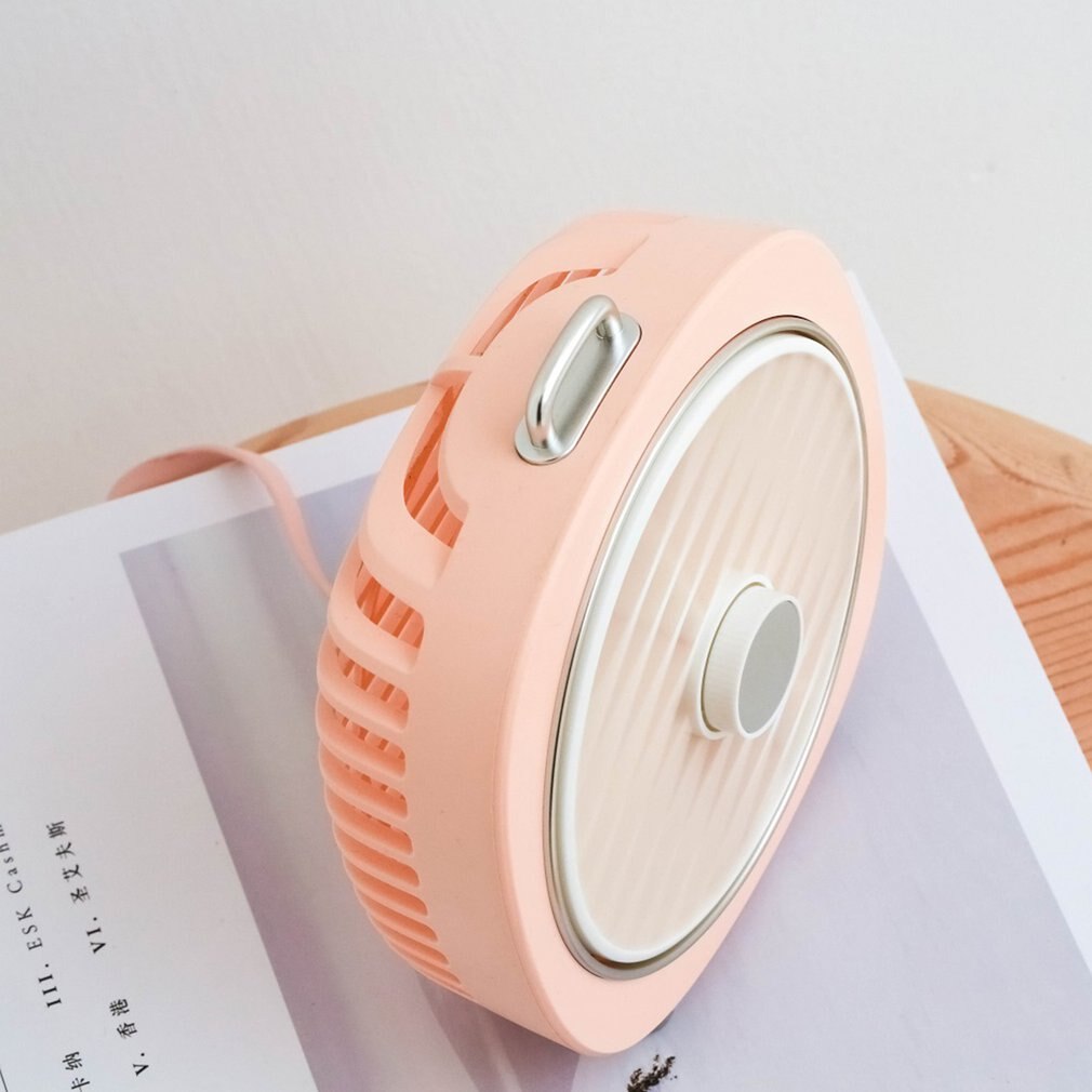 Portable Mini Night Light Electric Fan Retro Desktop USB Charging Fan Handheld Air Conditioner Cooling Fan Rotary Cover