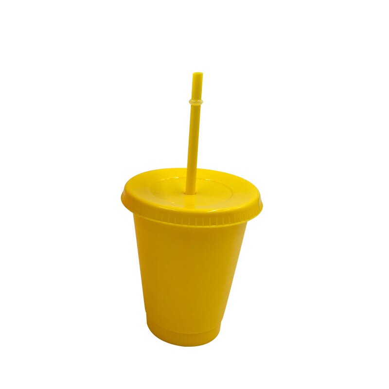 Plastic Stro Cup Multifunctionele Kerst Dag Stro Fles Outdoor Draagbare Leuke Waterfles Kantoor Drank Koffie Mok: S yellow