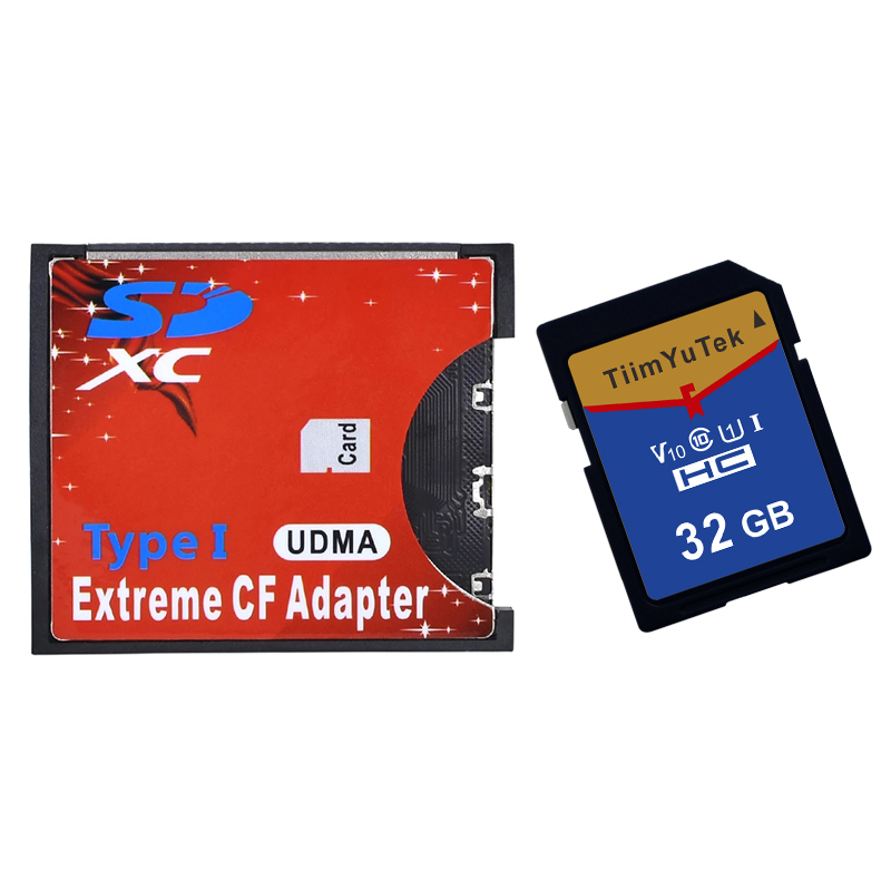 SD to CF Card Adapter SDHC SDXC to Standard Compact Flash Type I Card Converter UDMA Card Reader With SD Card 16GB-128GB: 32GBwith Adapter