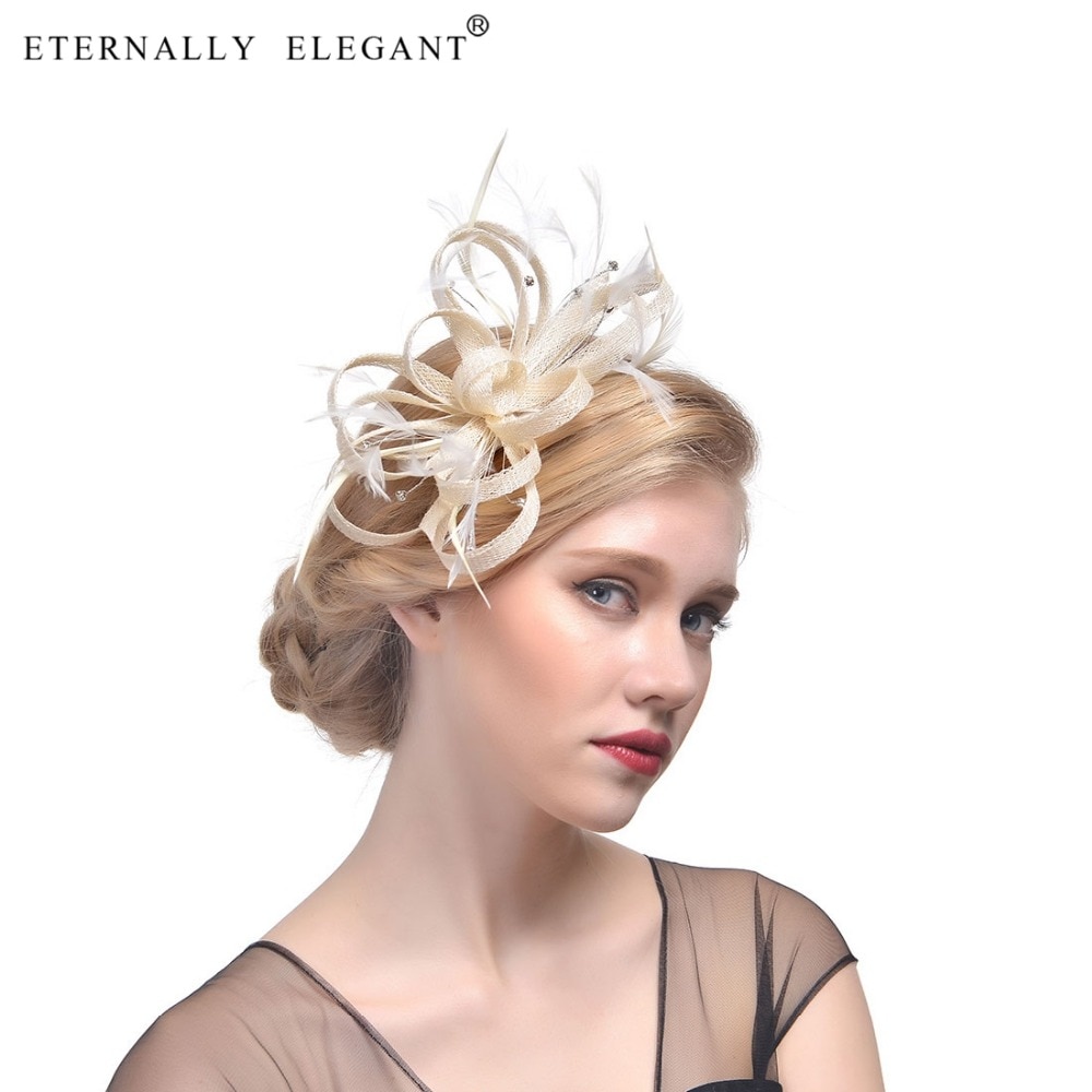 plume coiffure mariée cheveux chapeaux accessoires Elagant dames fête mariée chapeau pour mariage