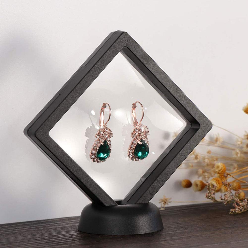 Storage Black White Coin Box Jewelry Display Show Case Cases For Wedding Albums Frame Holder Square Displays 3D Flo H5B7