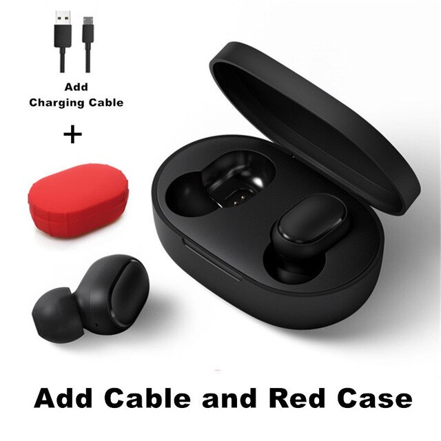 Xiaomi Redmi AirDots S inalámbrica Bluetooth 5,0 auriculares estéreo TWS izquierda bajo Gal modo Bluetooth 5,0 auriculares de reducción de ruido: Cable Red Case