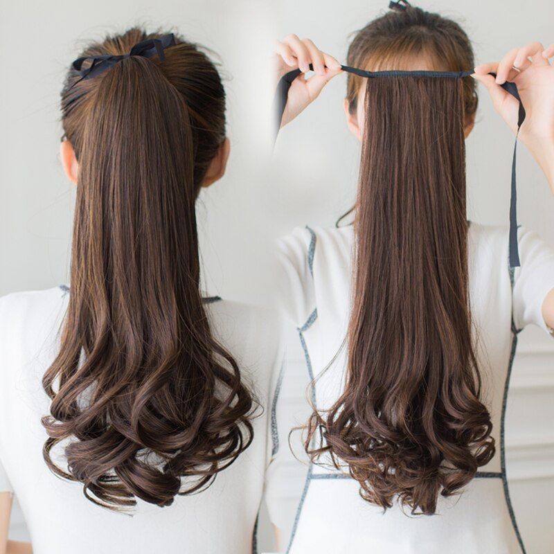 Lvhan slips på hestehale hair extension hale hairpiece langt krøllet syntetisk damehår