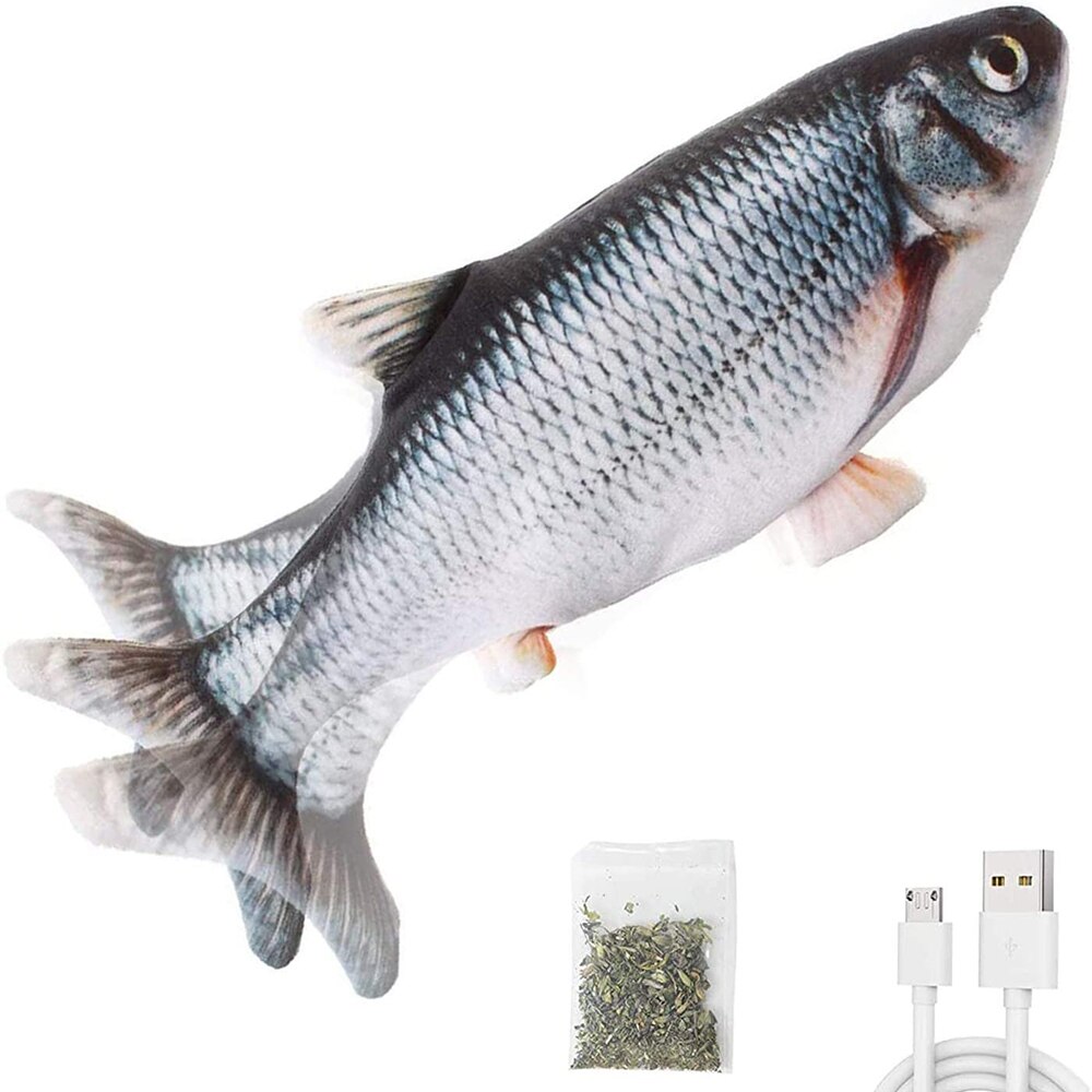 Floppy fish kattleksak rörlig fiskleksak för katter interaktiv floppande katt kicker fisk leksak dans vicka fisk kattmynta leksaker: Gräs karp