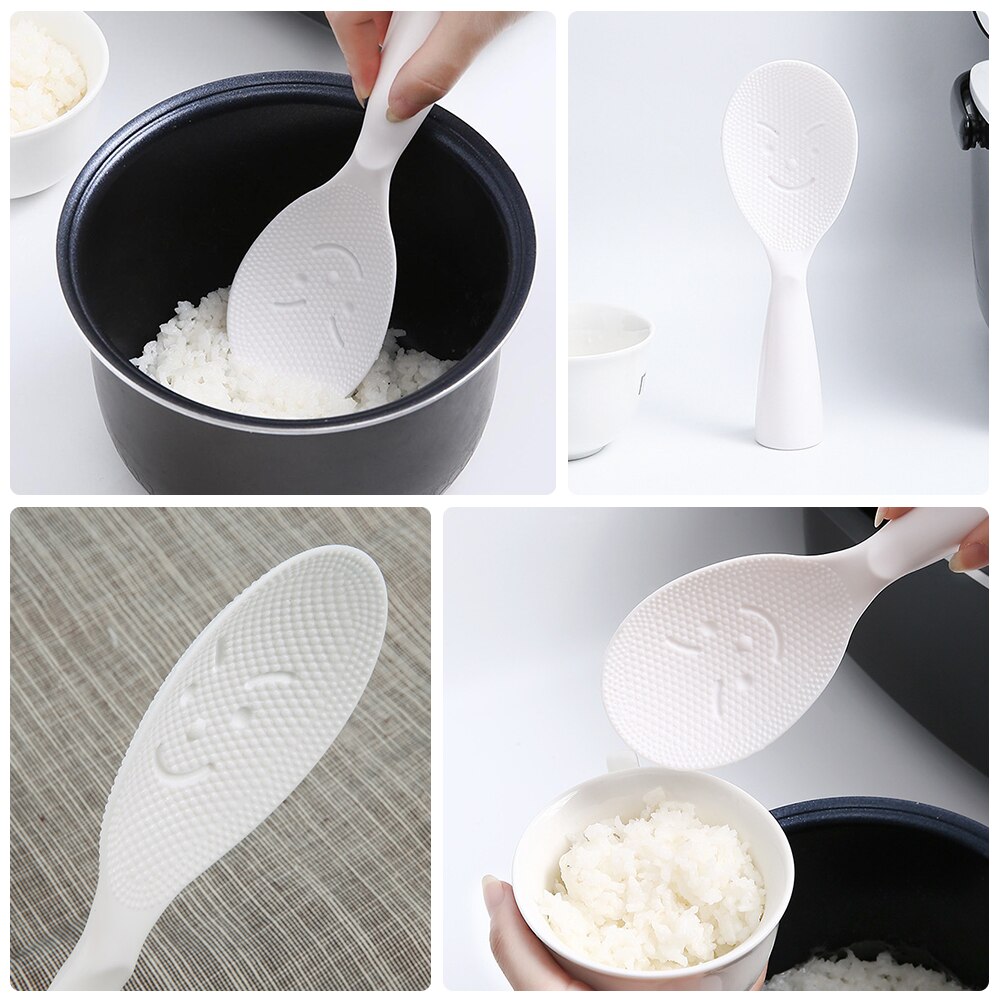2pcs Smiling Face Rice Spoon Durable Rice Paddle Rice Bowl Spoon for Home Restaurant