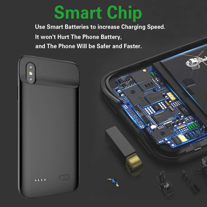Funda cargador de batería para iPhone, carcasa de carga de batería para iPhone X S XR XS Max 11 Pro Max 6 6s 7 8 Plus