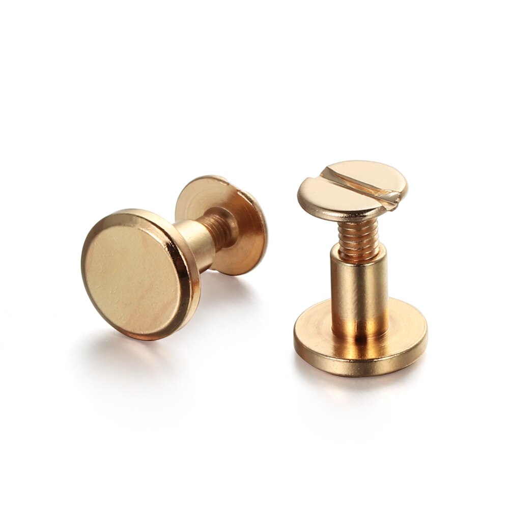 10pc 5/6.5/8mm solida band nitar skruv läder hantverk spik bult bokföring runt huvud skruvar bagage hantverk kläder mässing spik