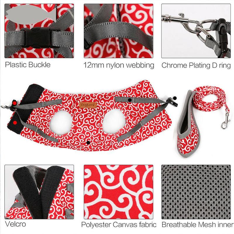 1Pc Anti-Strike Verstelbare Pet Cat Harness Leash Ademend Huisdier Vest Chinese Stijl Borst Strap Secure Trekkabel dierbenodigdheden