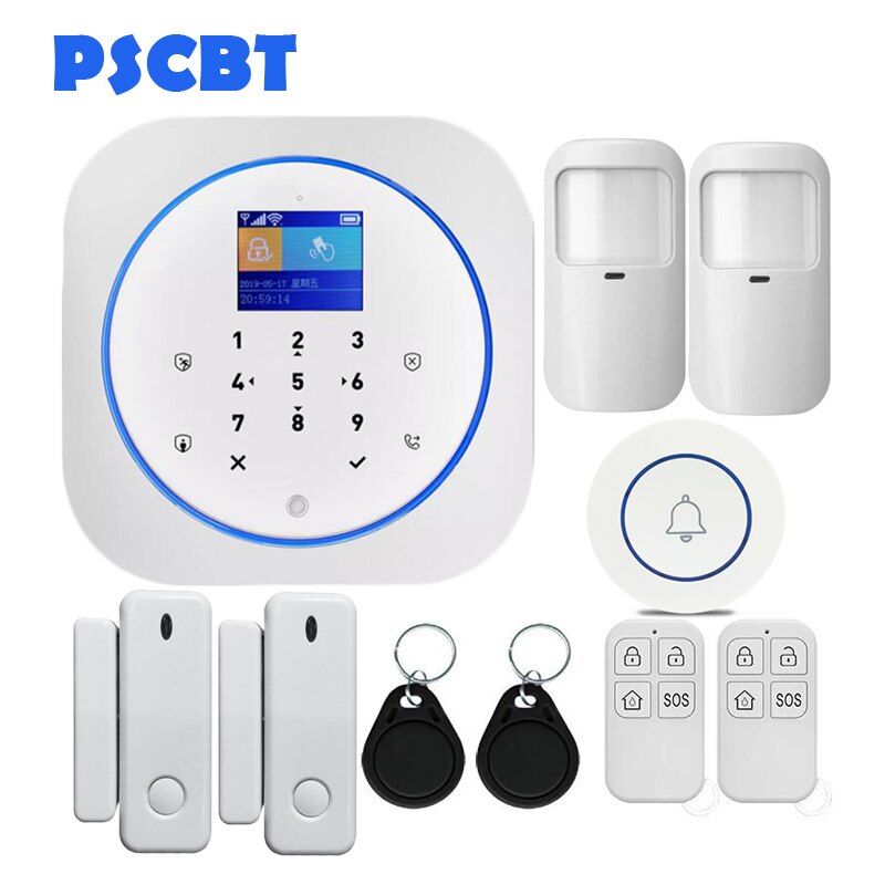 Tuya-sistema de alarma GSM para seguridad del hogar, tarjeta SIM, marcador de teléfono, aplicación de Control remoto, 11 idiomas, alarma antirrobo: Kit 17