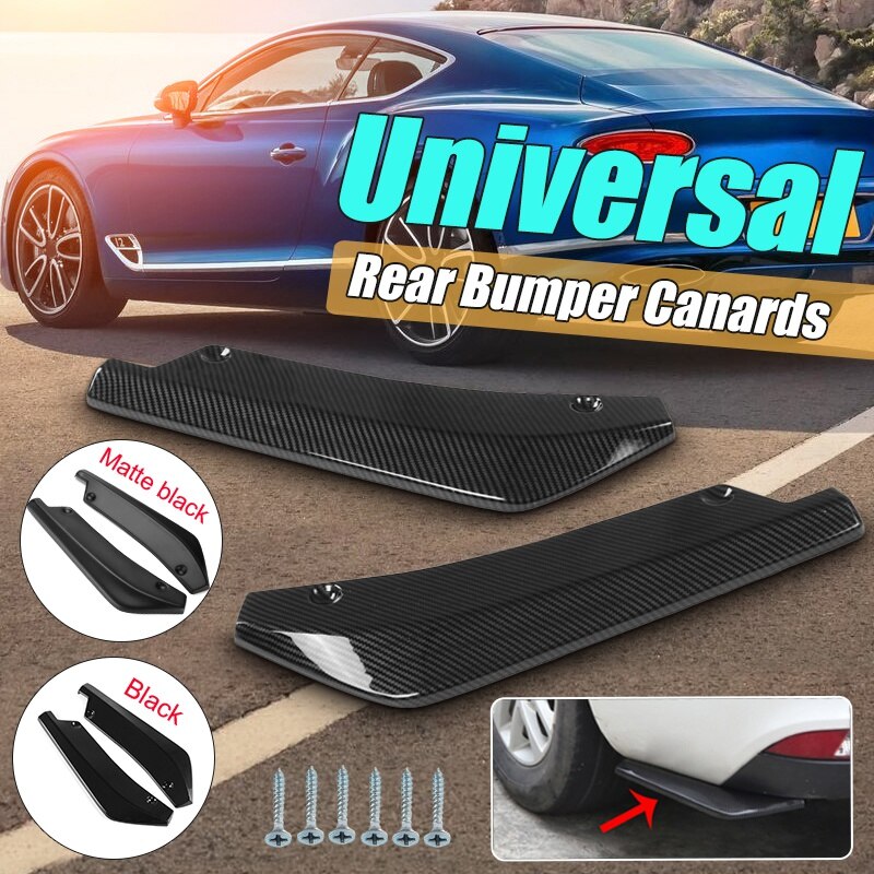 Universal Carbon Fiber Rear Bumper Lip Diffuser Splitter Canard Protector Car Rear Shovel With Bolts Anti-crash Car Rear Shovel