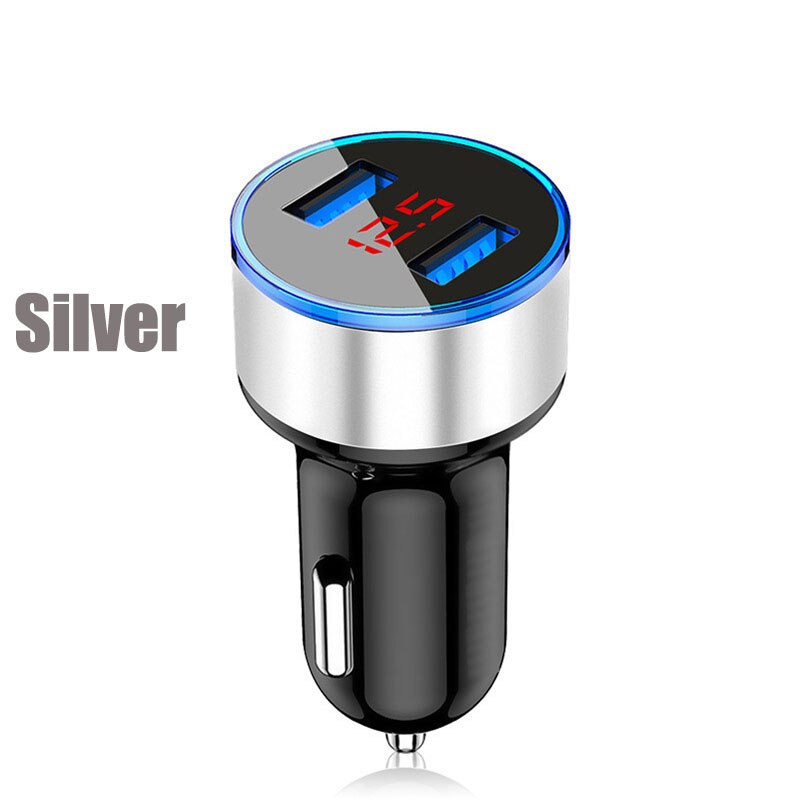 Mini Fast Charger Dual USB Car Phone Charger For iPhone 12 Samsung S21 Xiaomi 11 10 Lite POCO X3 NFC M3 5V 3A Car Phone Charger: Silver