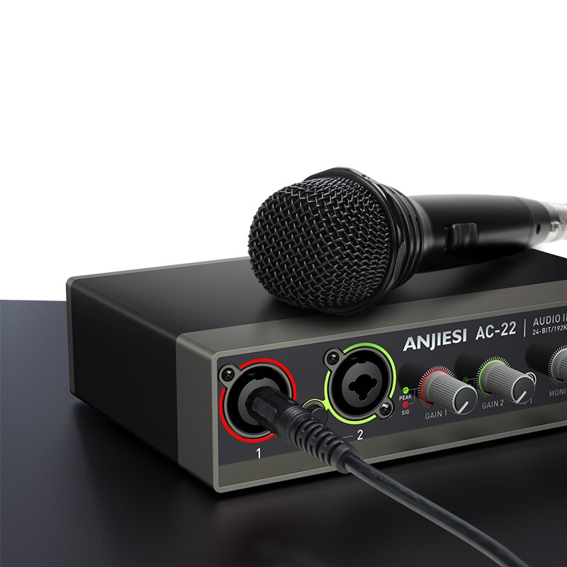 AC-22 USB External Audio Interface Sound Card With Monitoring Electric Guitar Music Live Recording Sound Card For Studio Singing