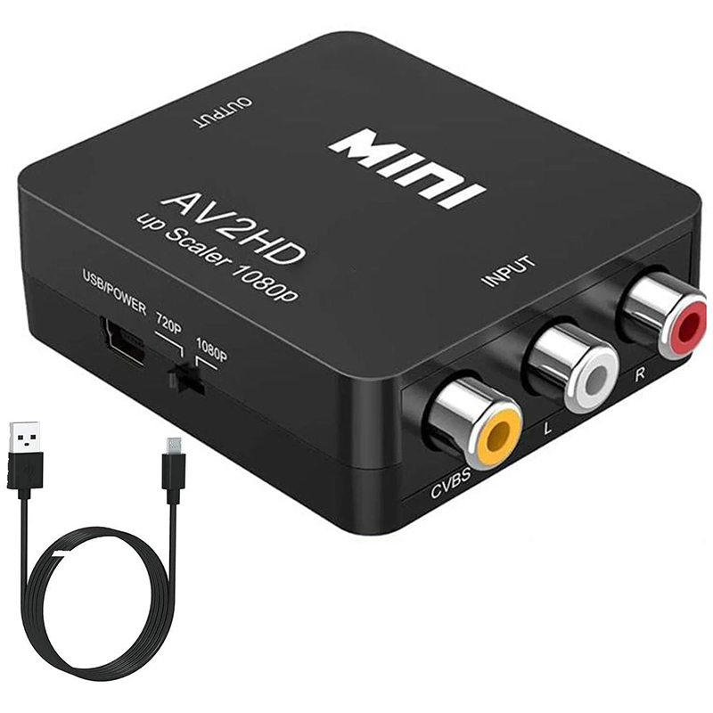 adapter kompatybilny z AV na HDMI Konwerter kompozytowy wideo 1080P AV2HDMI kompatybilny z RCA na HDTV CVSB L R Skalownik wideo