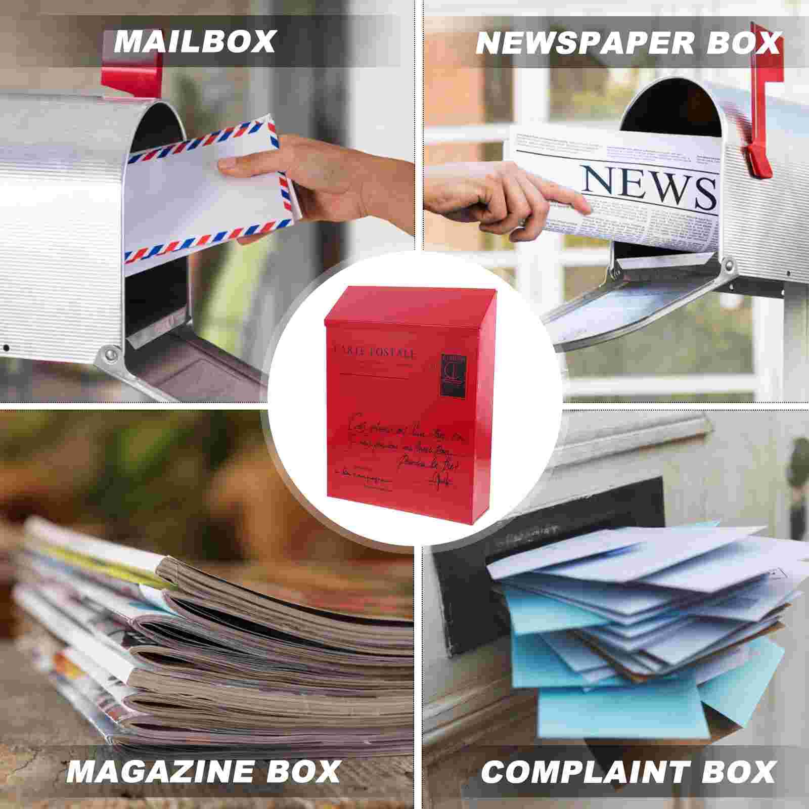 Locking Letter Box Vintage Mailbox Wall Mount Postal Letter Box Newspaper Box