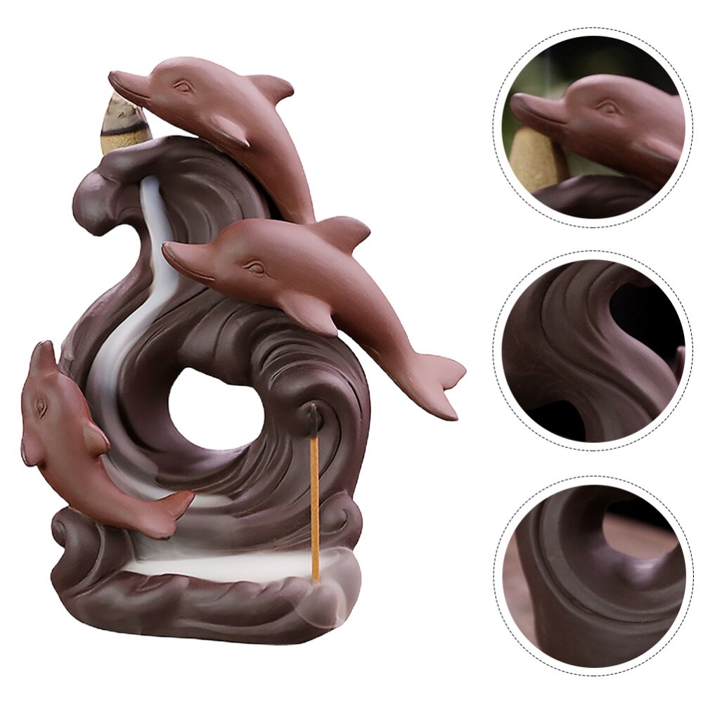 Backflow Incense Burner Dolphin Incense Holder Aromatherapy Ornament Home Decor