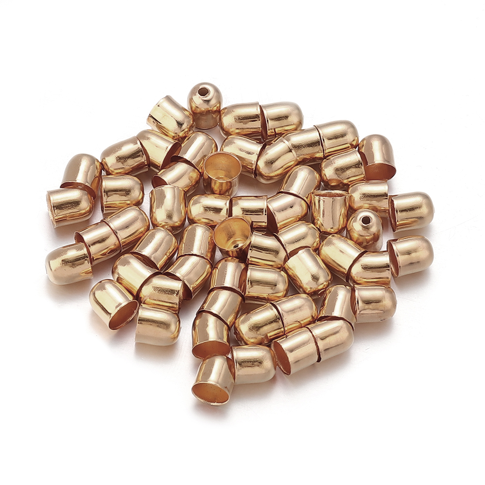 Lote de 50-100 unidades de tapas de borla de Punta final, cordones de cuero, pulseras, hebilla, engarce de cuentas para fabricación de joyas, 4, 5, 6, 7, 8 y 10mm: M / Rojo