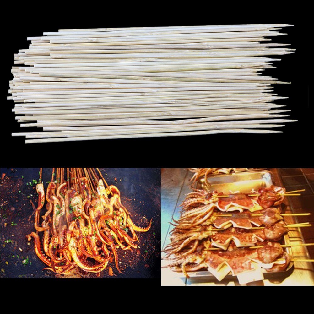 30 cm x 2.5mm 200 stks/partij Natuurlijke Houten Bamboe BBQ Spiesjes Barbecue Shish Kabob Sticks Wegwerp Vlees Voedsel spiesjes Snoep stok
