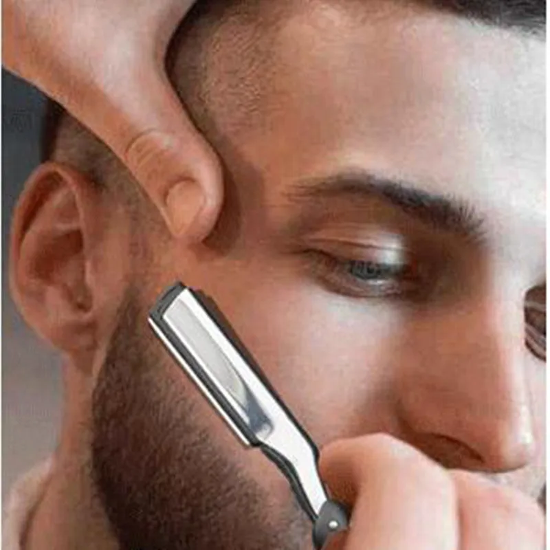 1Set Mannen Rechte Barber Edge Razors Folding Scheren Mes Ontharing Gereedschap Met 10 Stuks Bladen