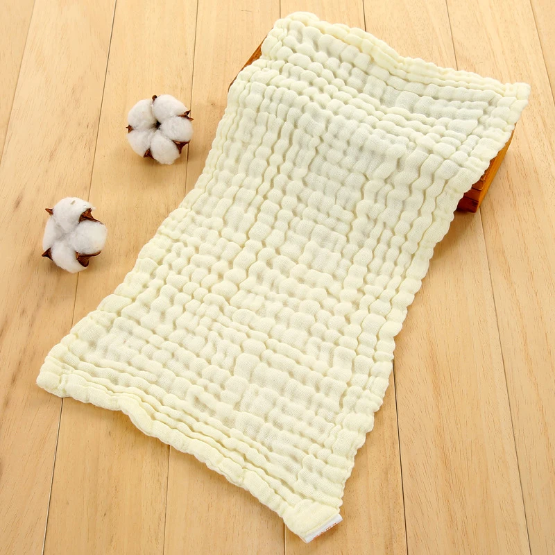 Toalla pequeña de 25x50cm, toallas de algodón de gasa suave de Color sólido, toalla facial plegable lavable para niños, pañuelo de secado rápido para baño: YELLOW