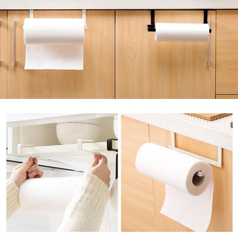 cabinet kitchen paper holder roll paper holder towel rack free punching household kitchen storage rack tool
