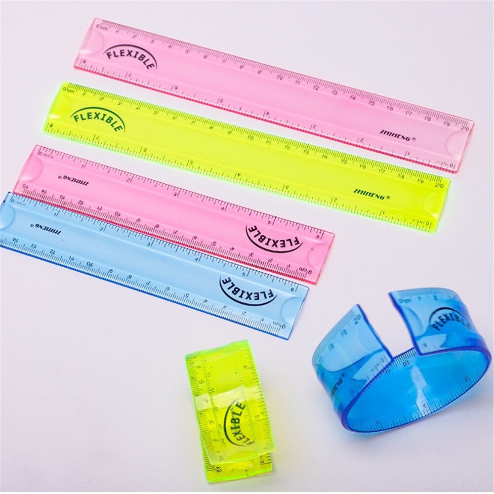 Soft Straight Ruler Students Measurement Ruler Curling Folder Straight Ruler 15/20cm 1PC Color Random