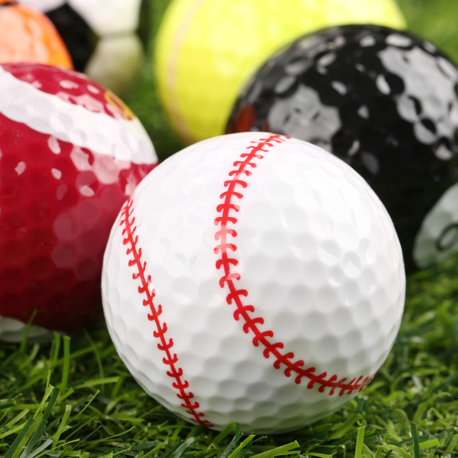 Gohantee nyhet gummi golfbollar 6 sorters mönster golfbollar liknande rugby fotboll sport mästare golfbollar