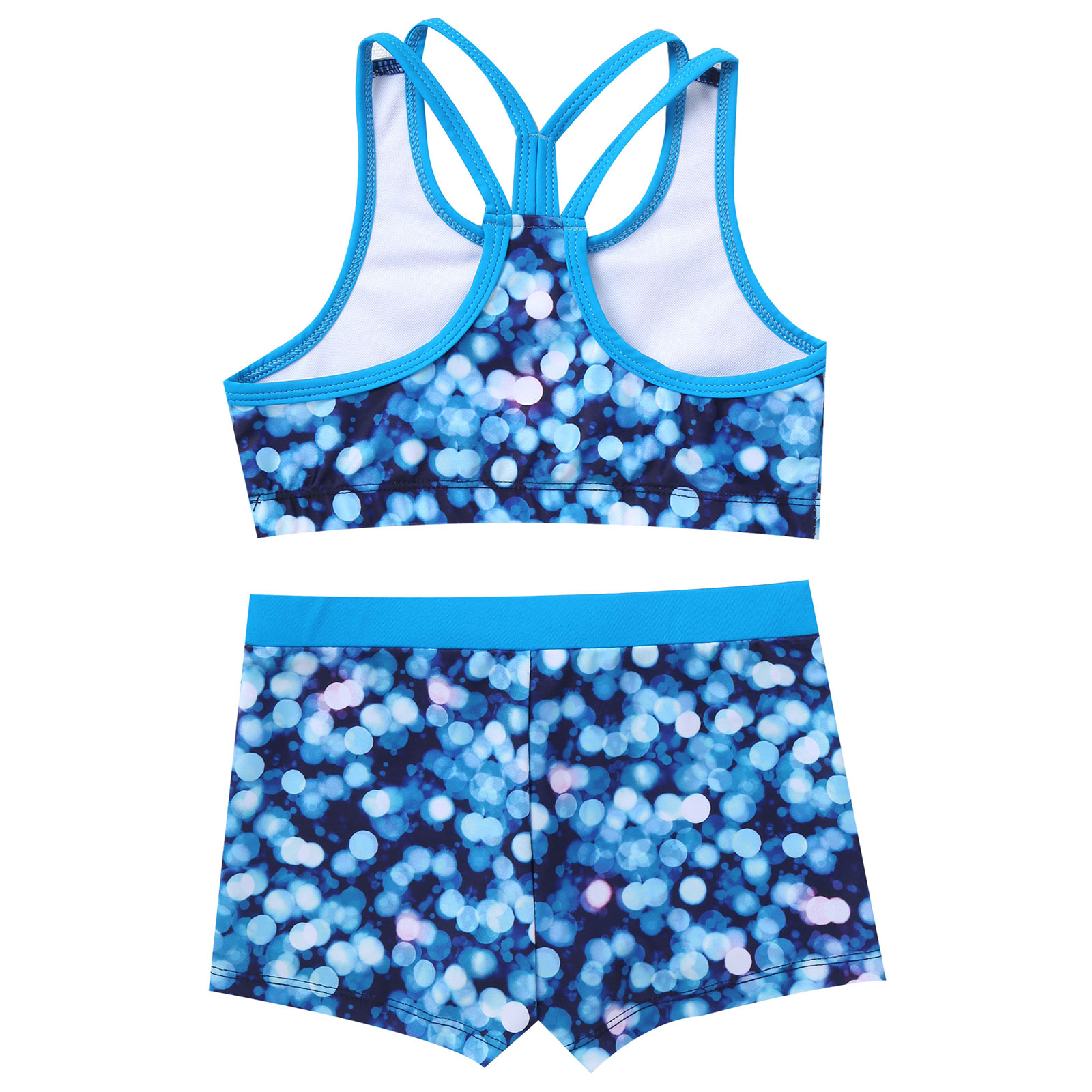 Meninas duas peças impresso maiôs de banho tanque + shorts crianças fatos de treino ballet ginásio roupas de verão das crianças fatos de banho