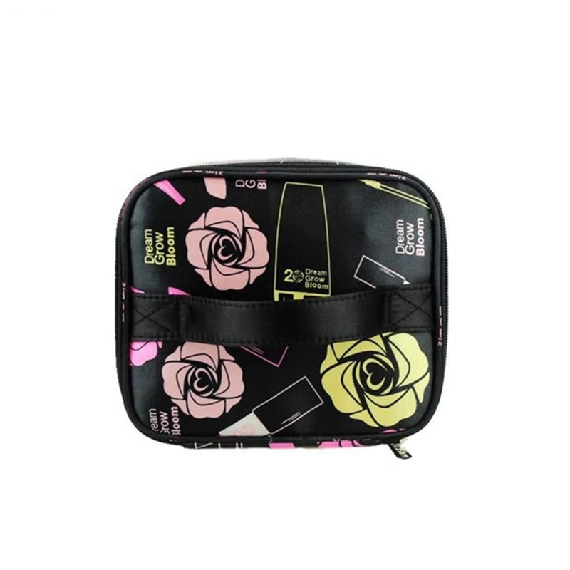 Moda feminina rosas floral saco de cosméticos grande viagem senhora maquiagem saco de higiene pessoal organizador maquiagem casos trousse maquillage