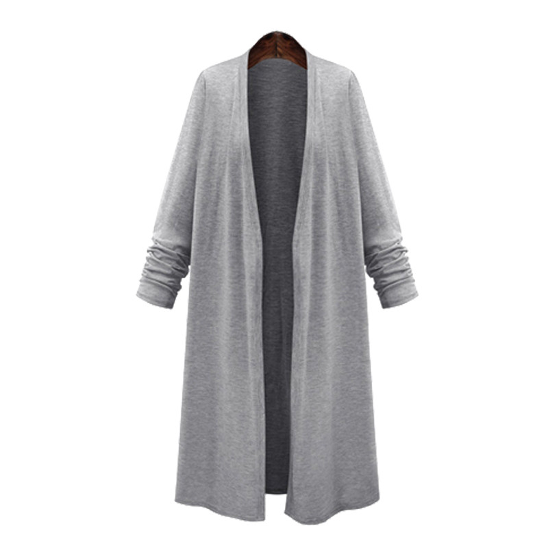 Poncho de talla grande zanzea, cárdigan para mujer, chaquetas largas para mujer, abrigos abiertos, capa, camisas casuales de otoño para mujer.: Gris / Metro