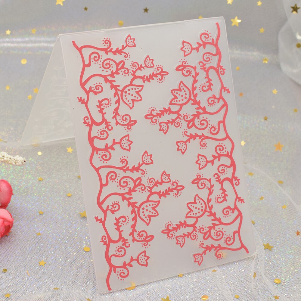 Patrón de la gloria de la mañana 3D flores en relieve carpetas para bricolaje álbum de recortes papel tarjeta de plástico en relieve plantilla