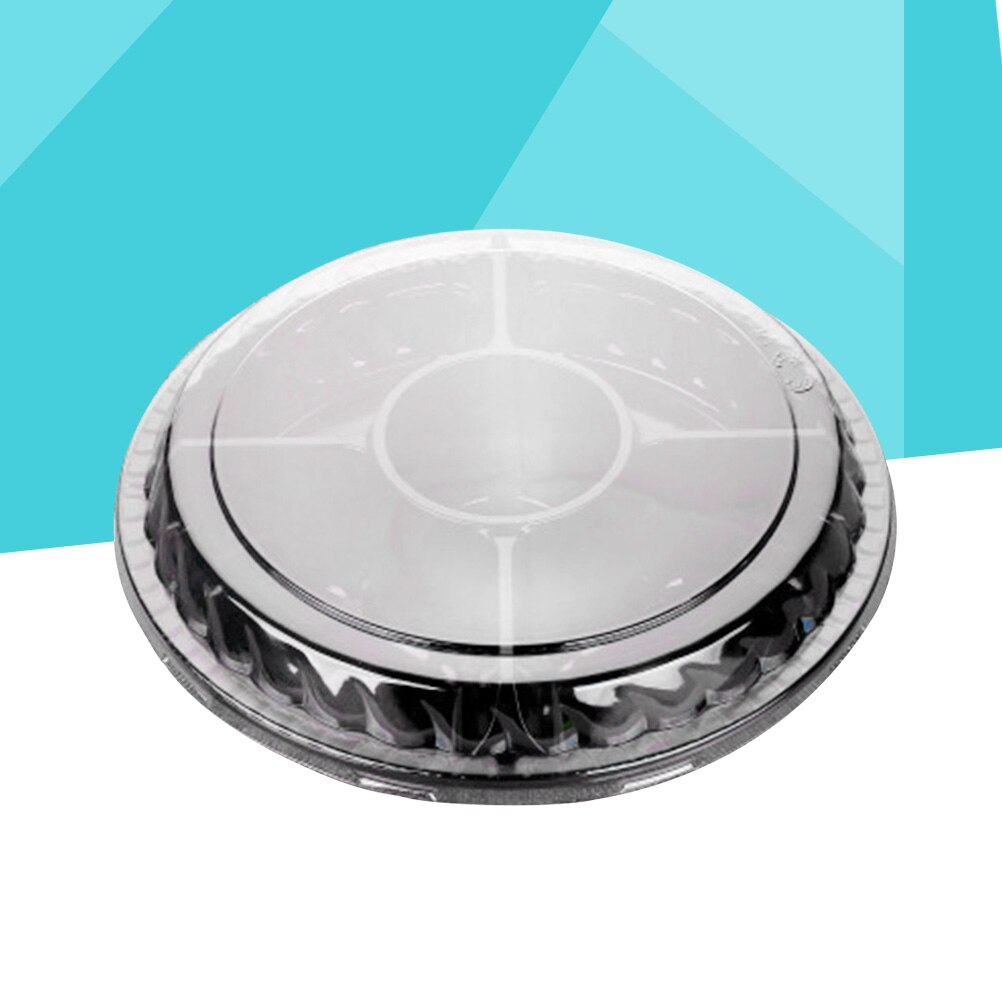 10PCS Disposable 5 Compartment Food Storage Containers Round Plastic Salad Fruits Box with Lids