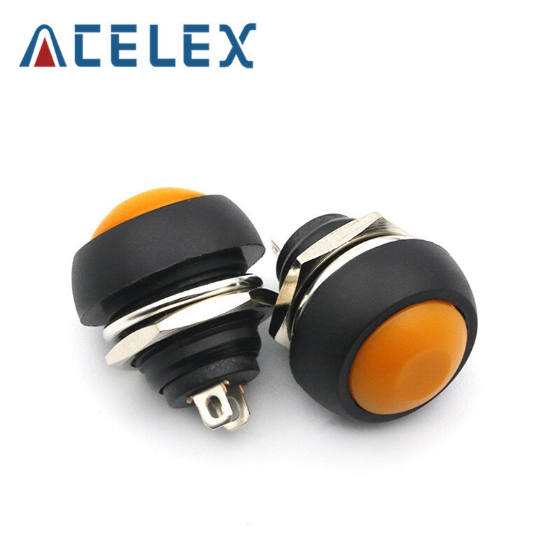 12mm PBS-33B Waterproof Momentary ON OFF Push Button Swithch Mini Round Switch: Orange